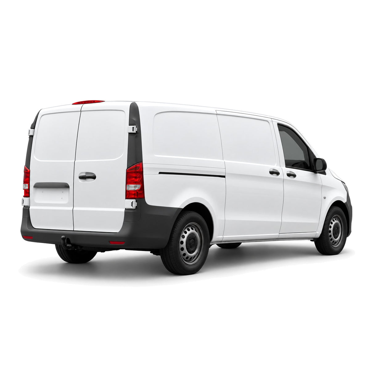 Mercedes Vito CityMover Kastenwagen (lang) mieten in Muttenz bei Basel – Heckansicht mit Hecktüren