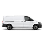 Mercedes Vito CityMover Kastenwagen (lang) mieten in Muttenz bei Basel – Seitenansicht mit Schiebetür
